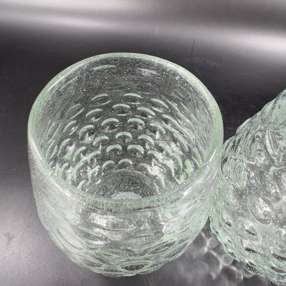Hand Blown Stemless Drinking Cups Tumbler Set 2 Recycle Glass Green Tint Glasses - Picture 6 of 16